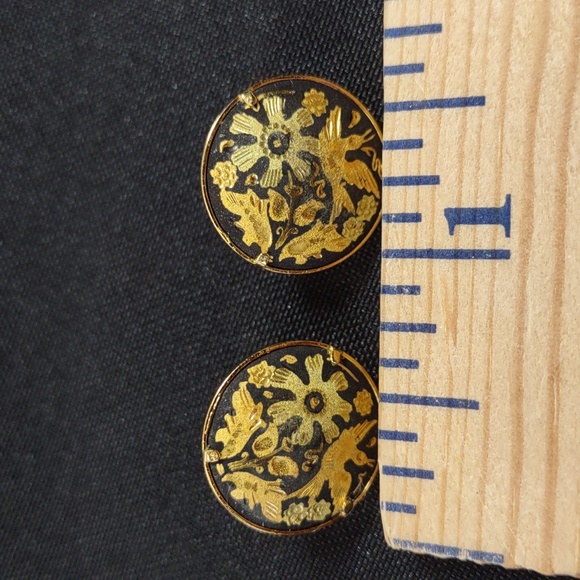 Damascene Button Earrings - Picture 4 of 4